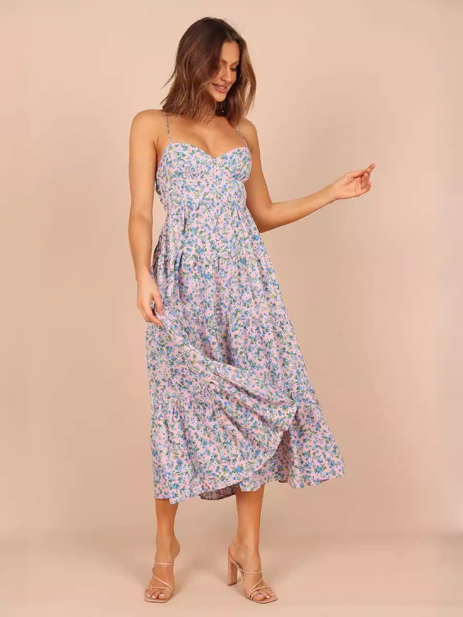 Rio Floral Tie Back Midi Dress