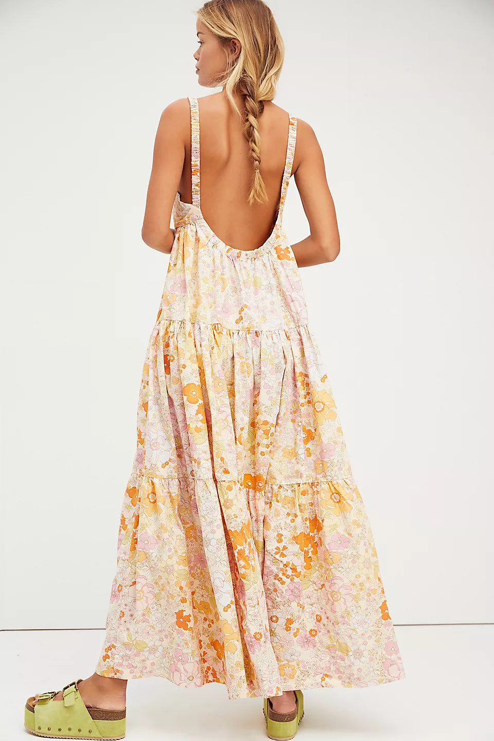 Watch The Stars Cotton Tiered Tassel Maxi Dress