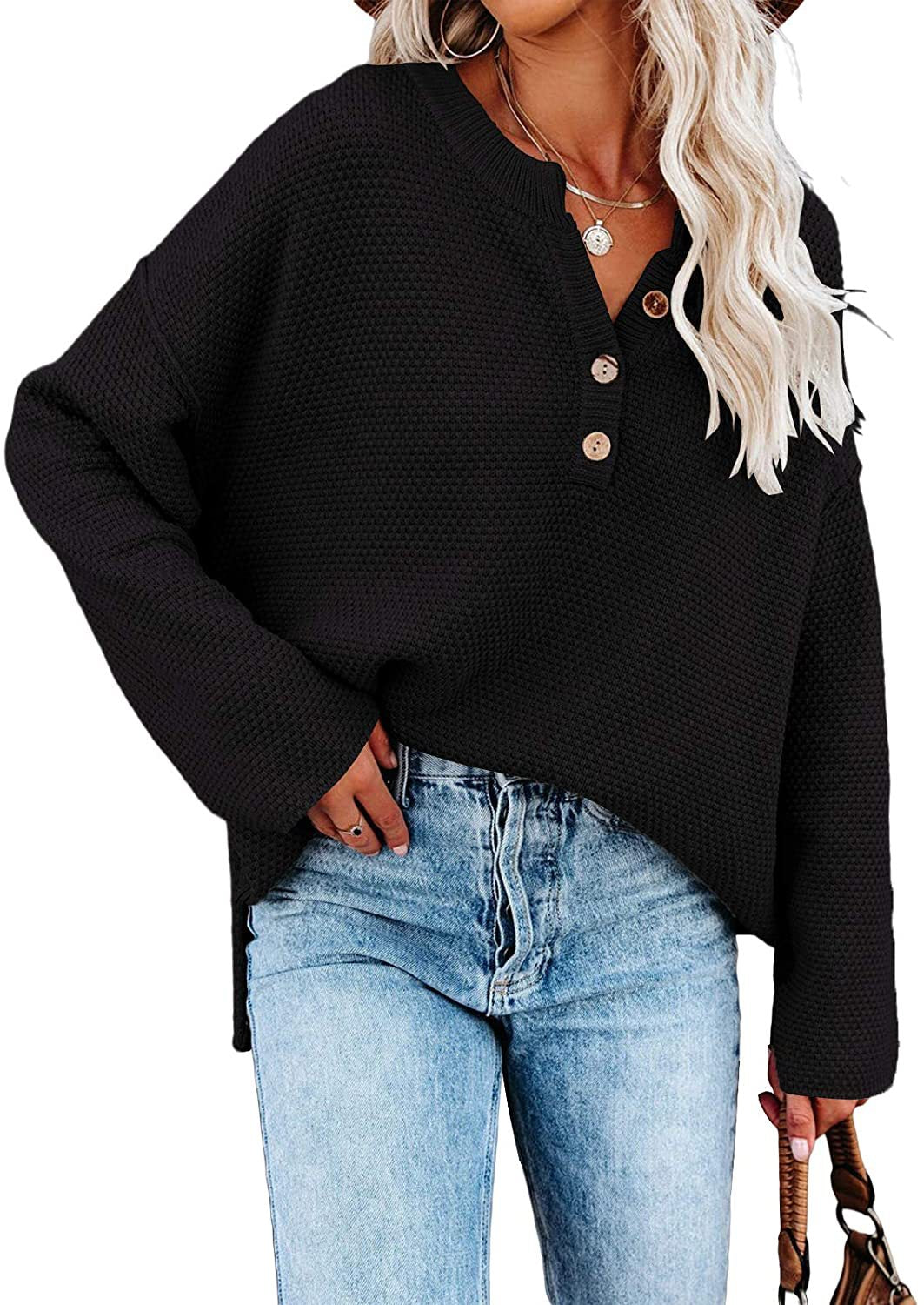 Rodney Cotton Henley Sweater - Camel