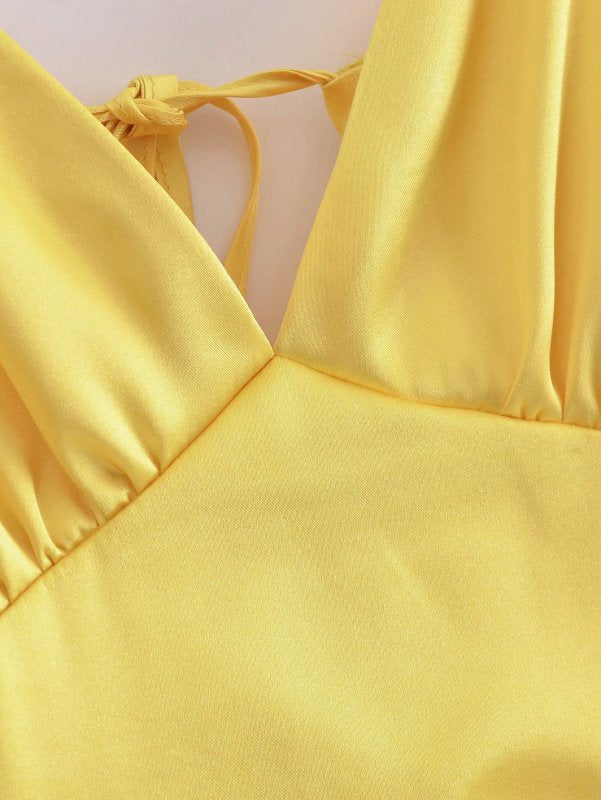 Marielle Satin Plunge Maxi Dress