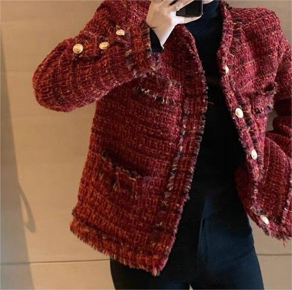 Waltham Pocketed Tweed Jacket - Red