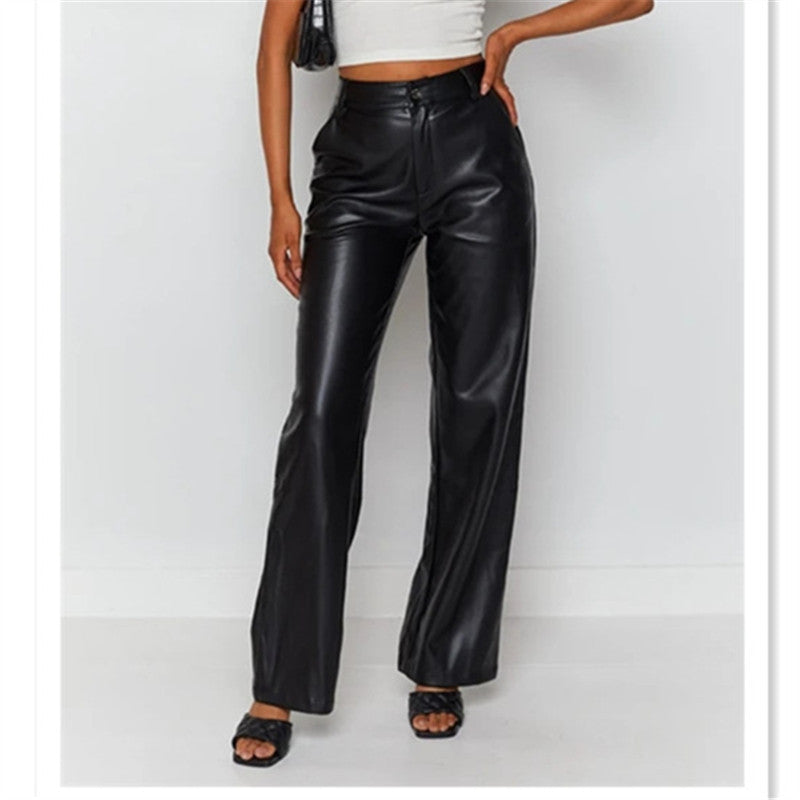 Meca High Rise Faux Leather Pants - Wine