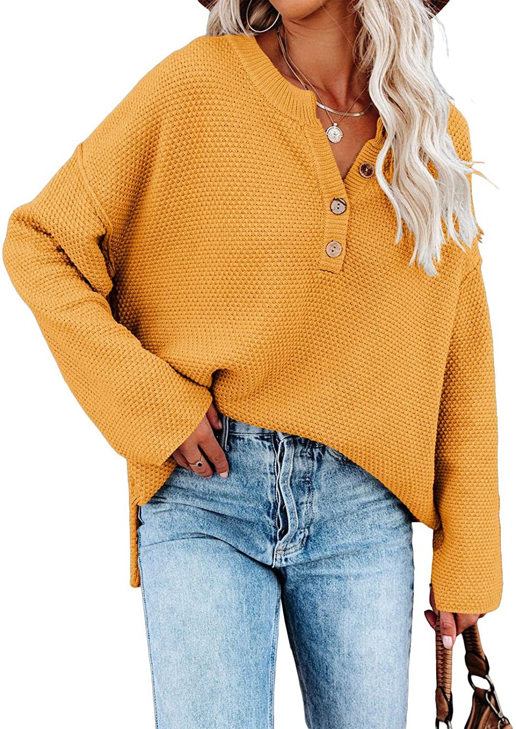 Rodney Cotton Henley Sweater - Camel