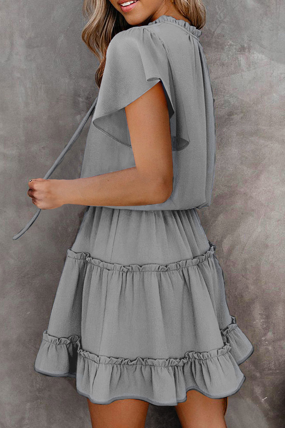 Glen Smocked Mini Dress - Light Olive