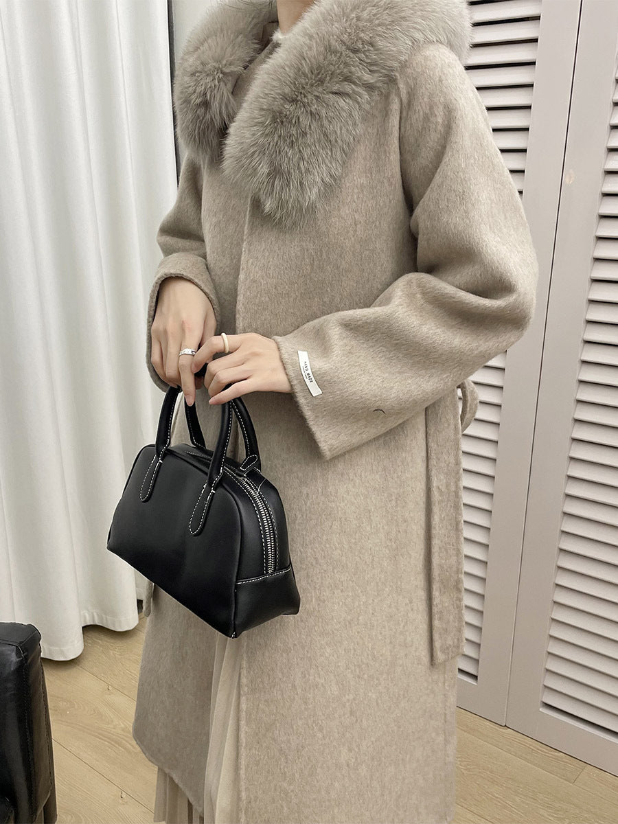 Frederica Pocketed Faux Fur Collar Coat