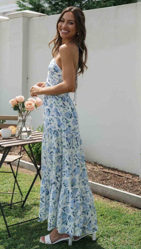 List Goes On Floral Tiered Tassel Midi Dress