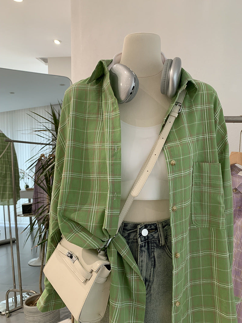 Monday Cotton Plaid High Low Shirt - Mocha