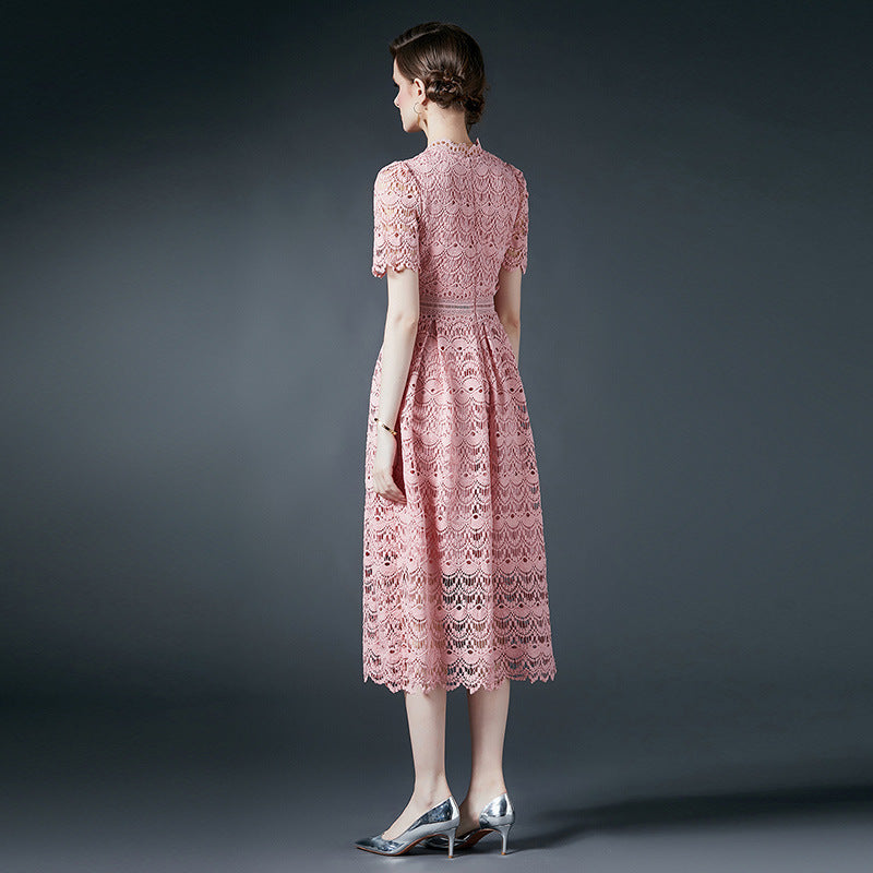 You Are Invited Crochet Lace Midi Dress - Clay