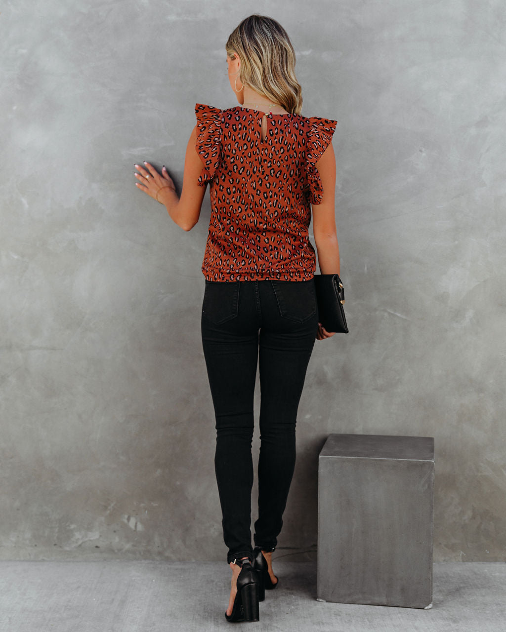 Oscar Leopard Ruffle Knit Top
