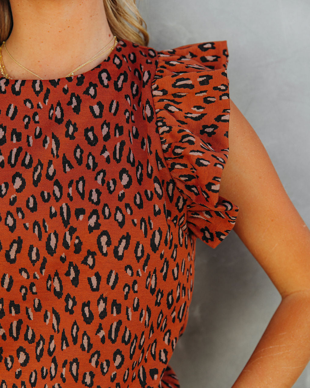 Oscar Leopard Ruffle Knit Top