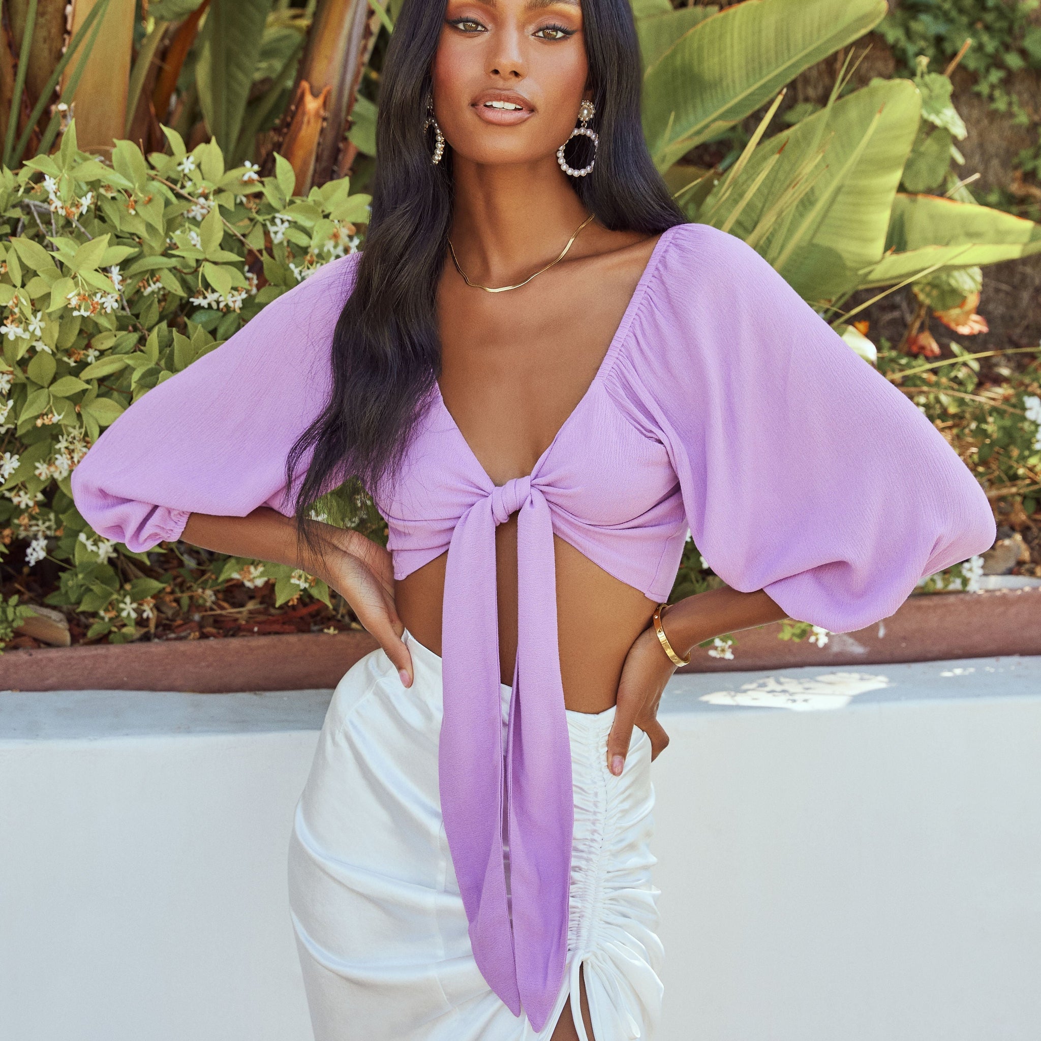 Pattaya Tie Front Crop Top - Orchid