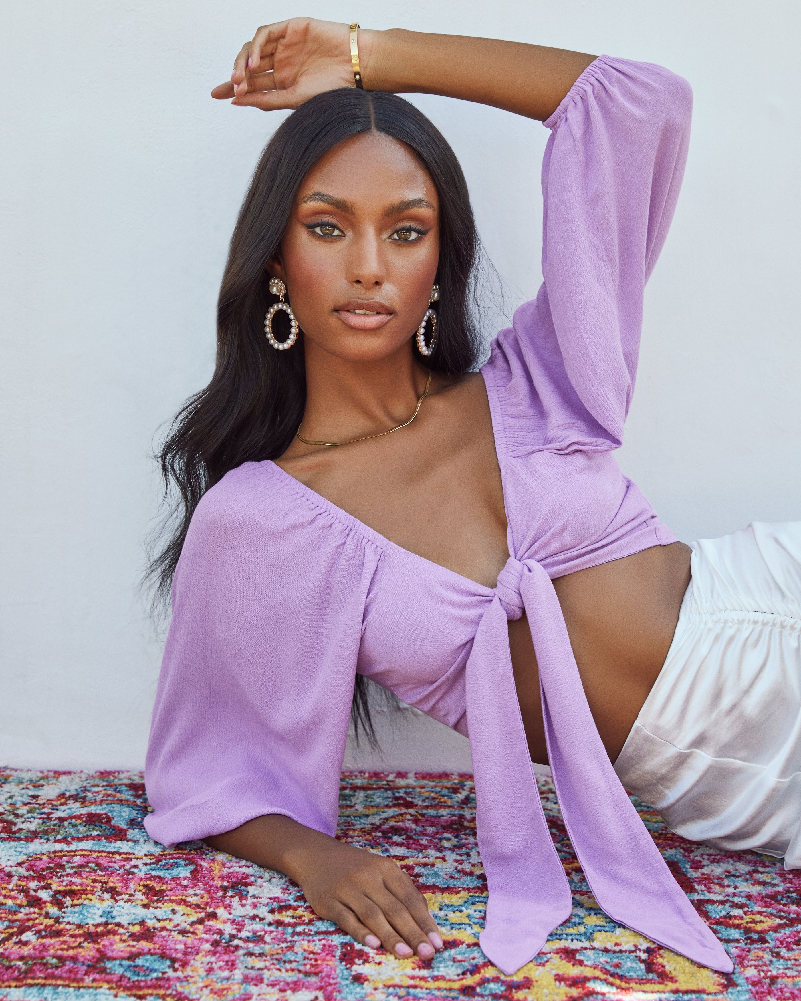 Pattaya Tie Front Crop Top - Orchid