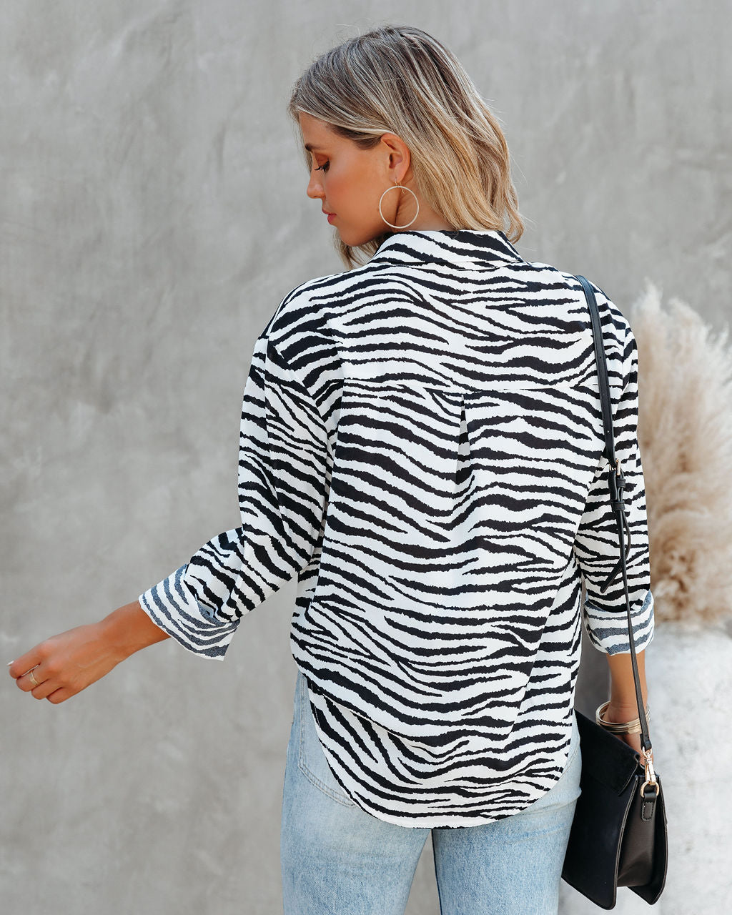 Patton Zebra Print Button Down Blouse