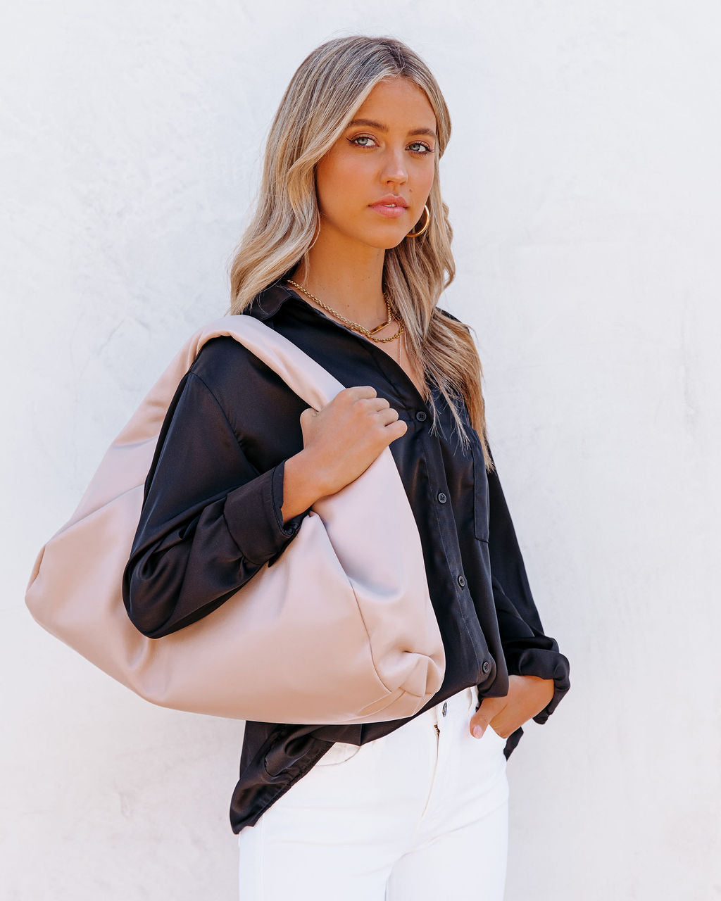 Rochelle Shoulder Pouch Bag - Natural