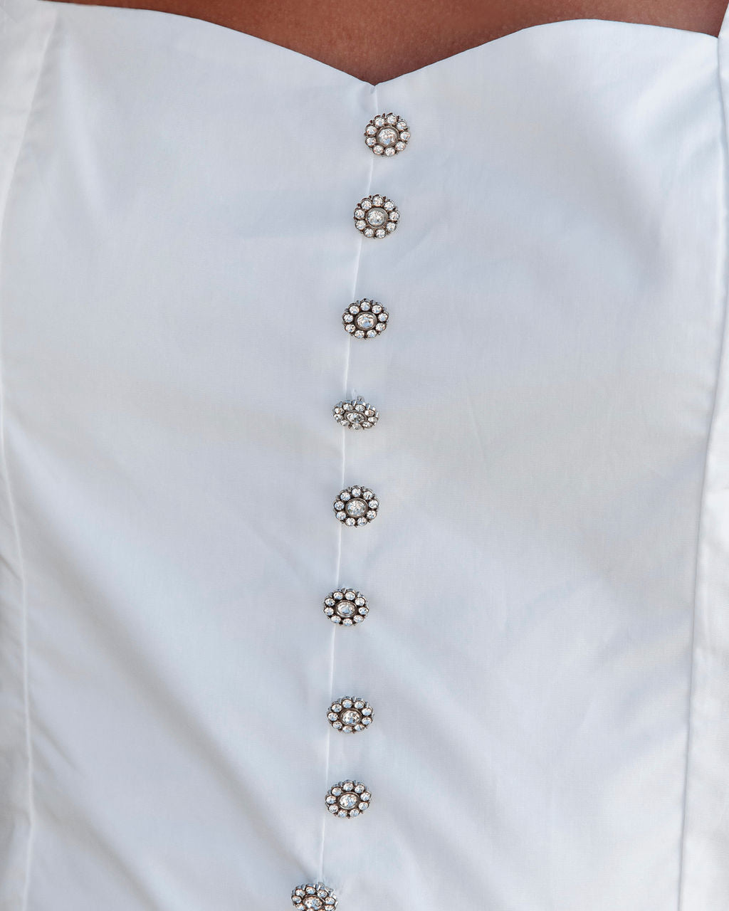 Rue Cotton Puff Sleeve Embellished Crop Top