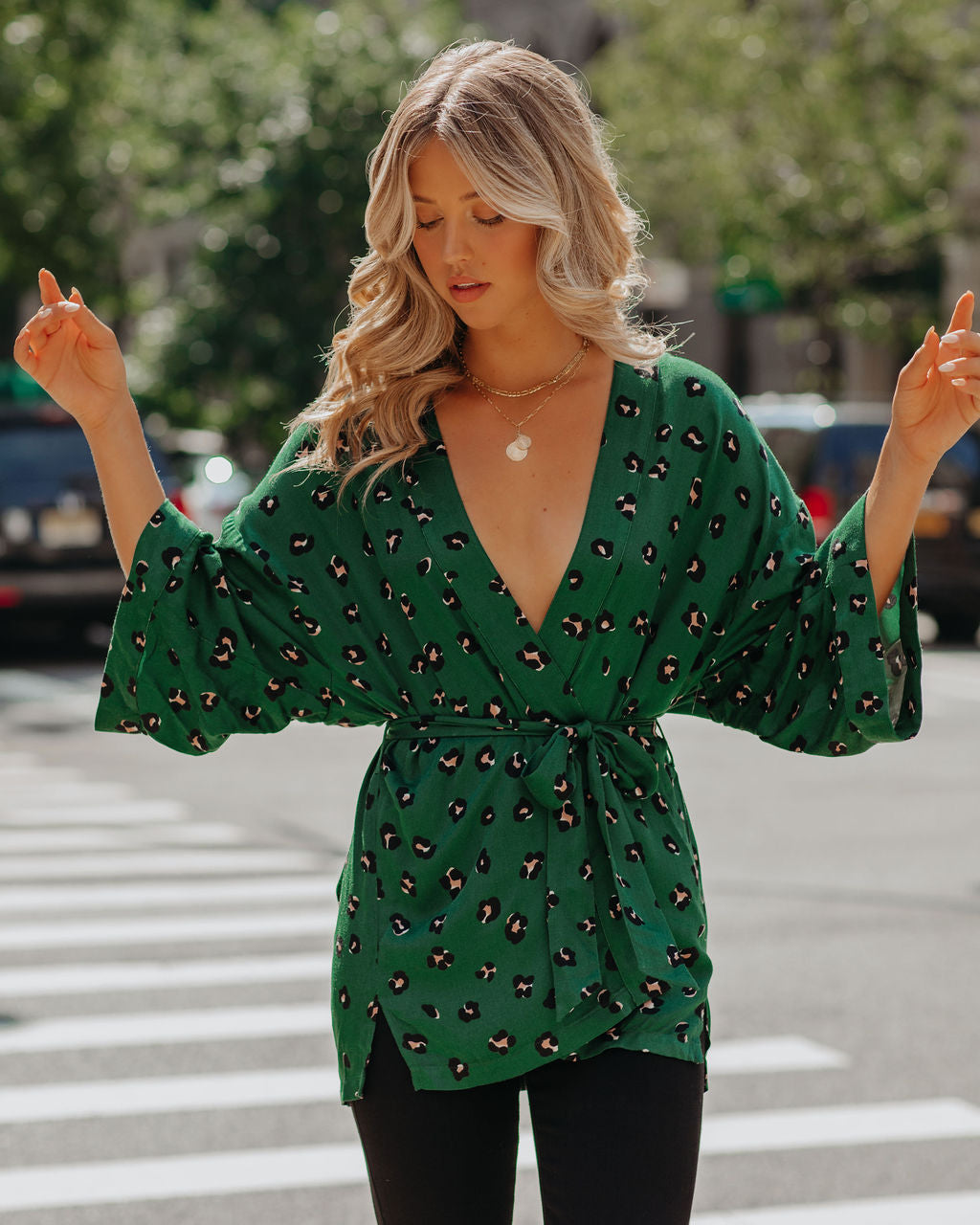 Roe Leopard Kimono Wrap Top