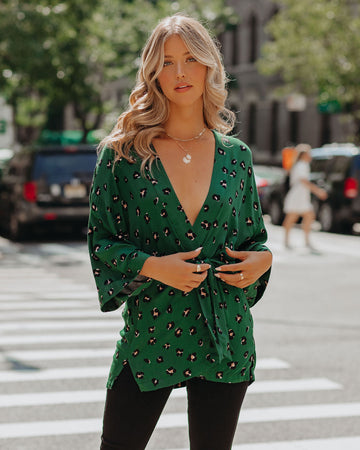 Roe Leopard Kimono Wrap Top