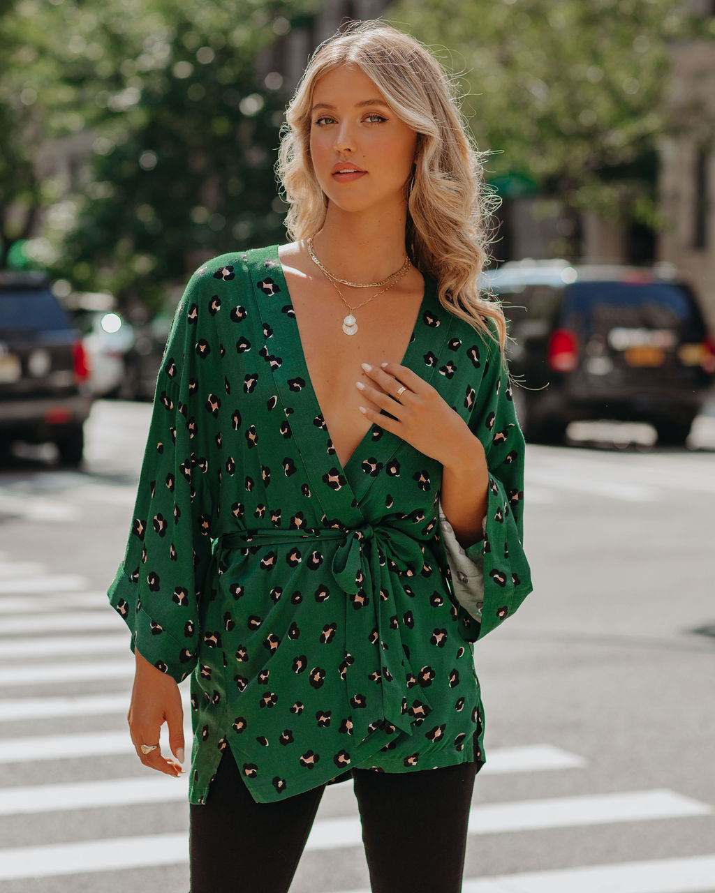 Roe Leopard Kimono Wrap Top