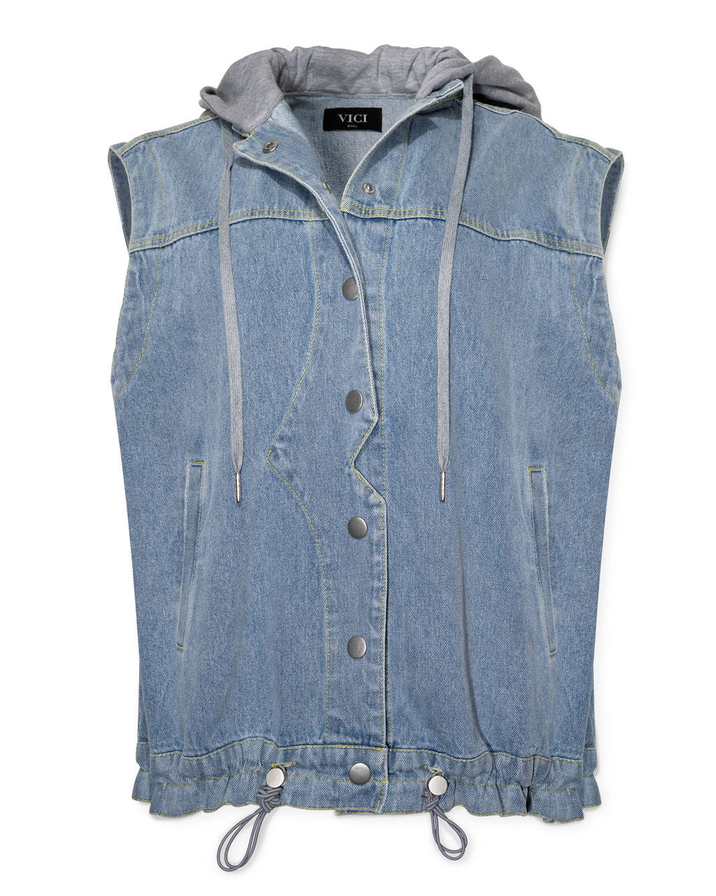 Romee Pocketed Hooded Denim Vest