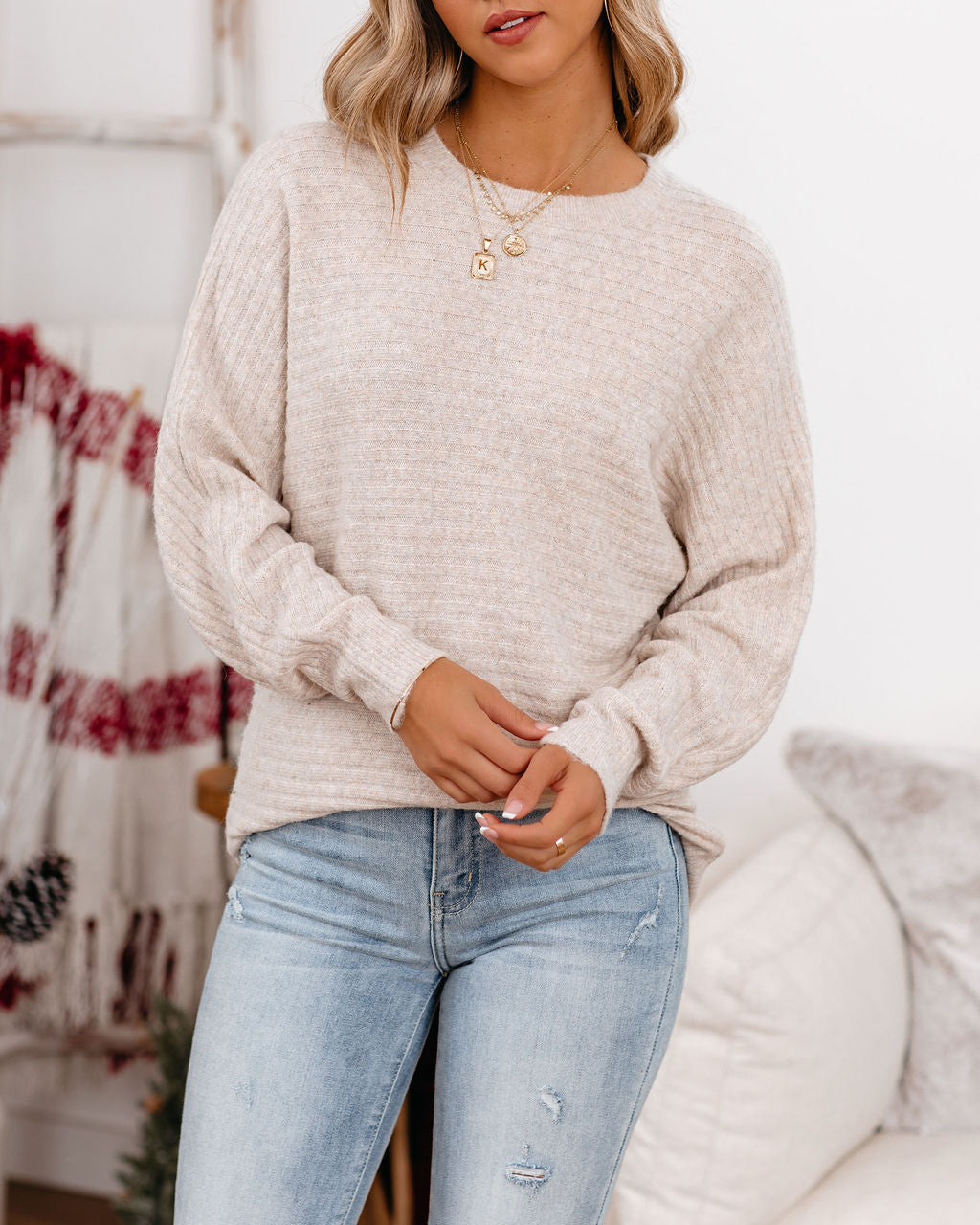 Rudy Ribbed Dolman Sweater - Oatmeal