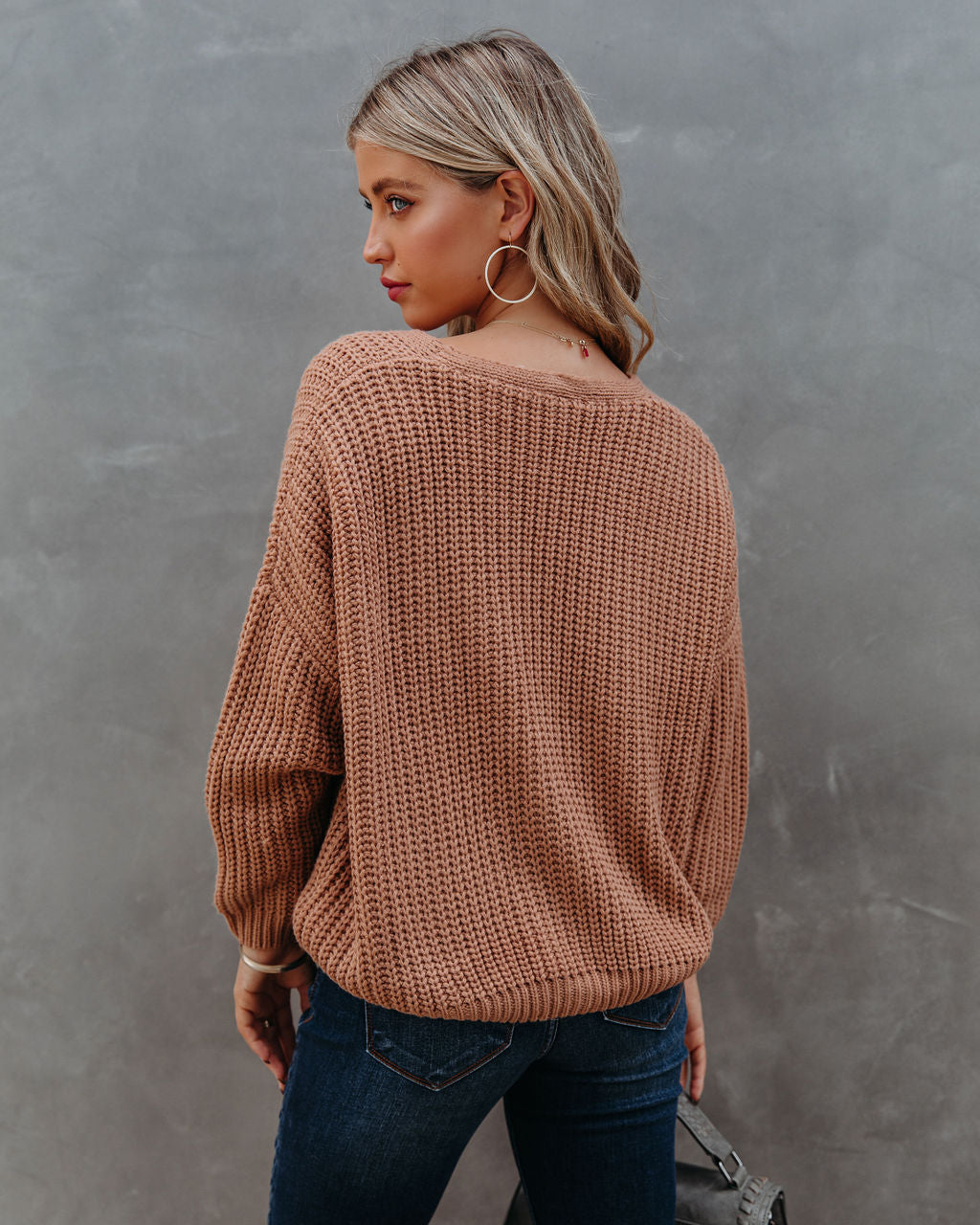 Seana Pocketed Button Front Knit Cardigan - Tan