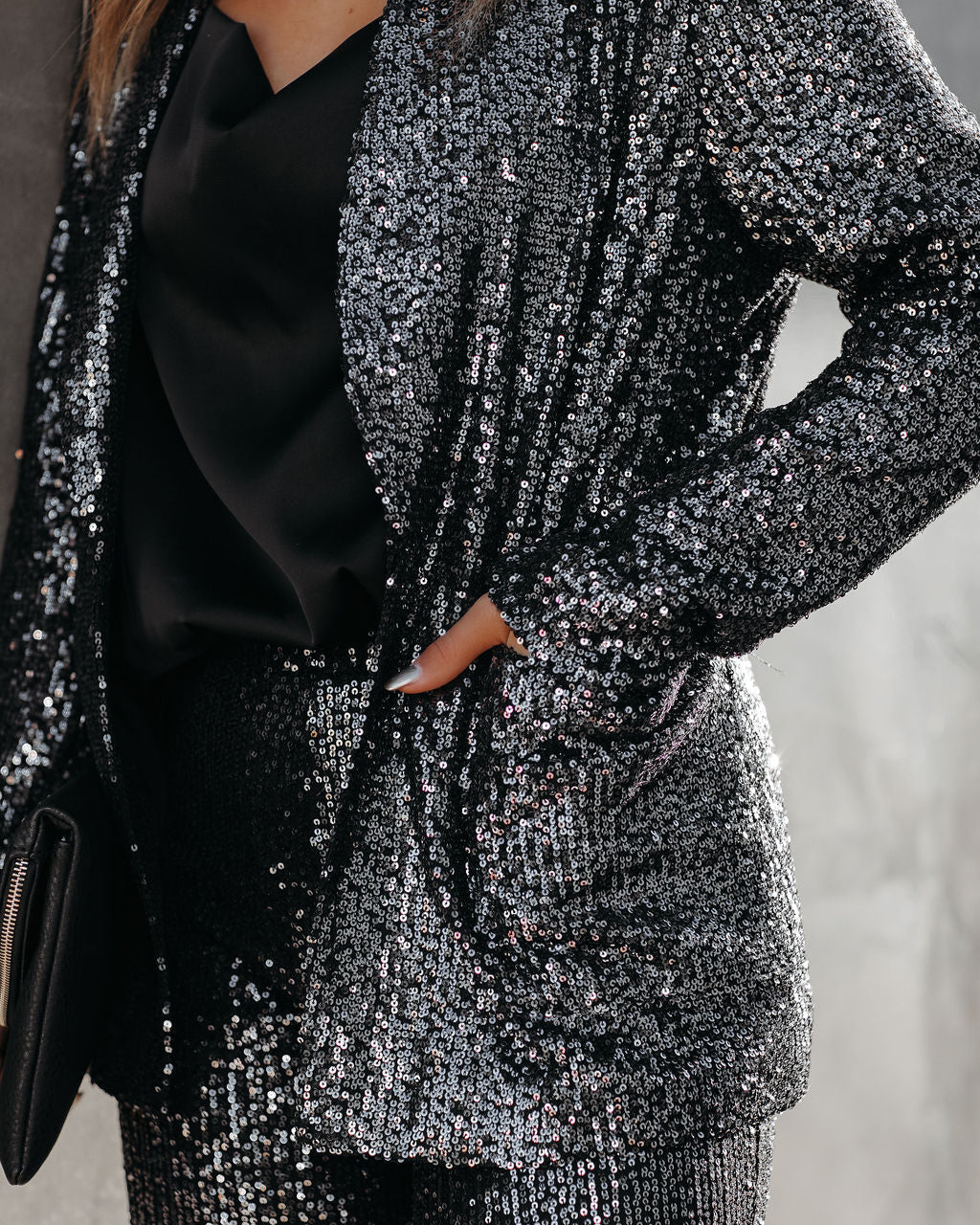 Sequin And The City Pocketed Blazer