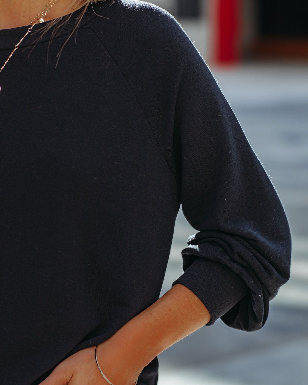 Serafina Knit Raglan Top - Black