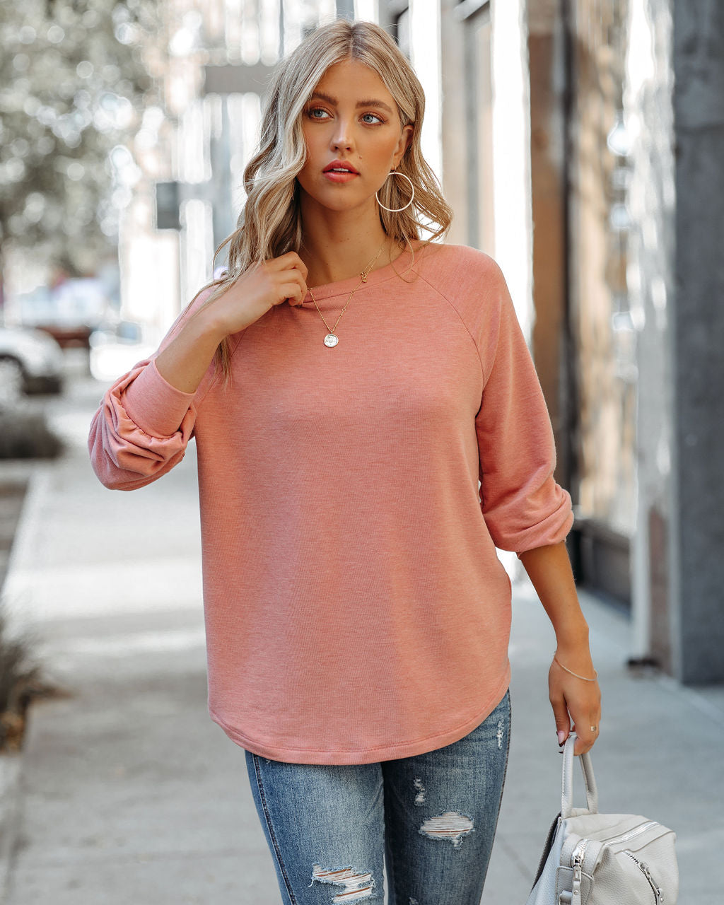 Serafina Knit Raglan Top - Mauve