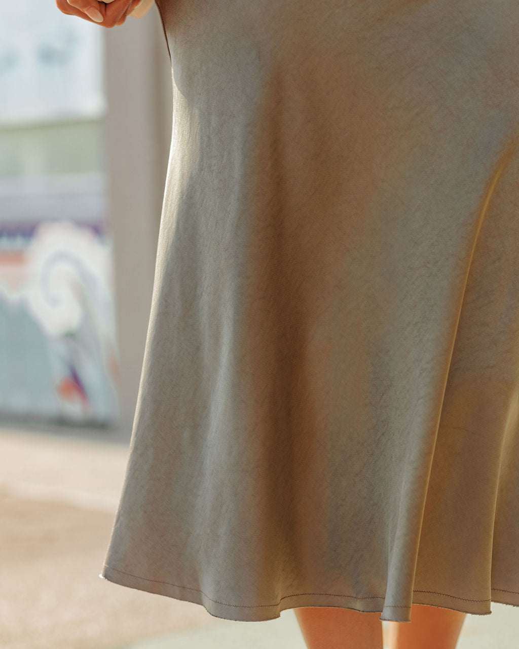 Shawn Satin Midi Skirt - Olive