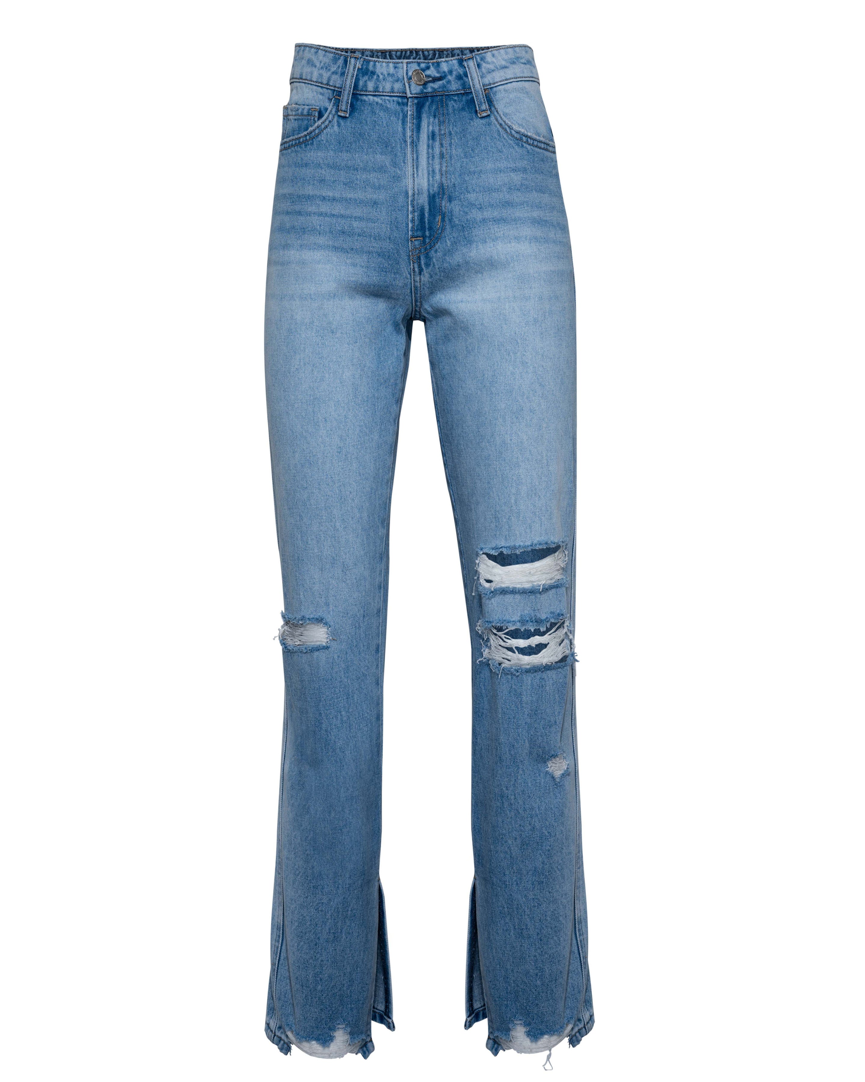 Shea High Rise Distressed Split Ankle Denim - Light Wash