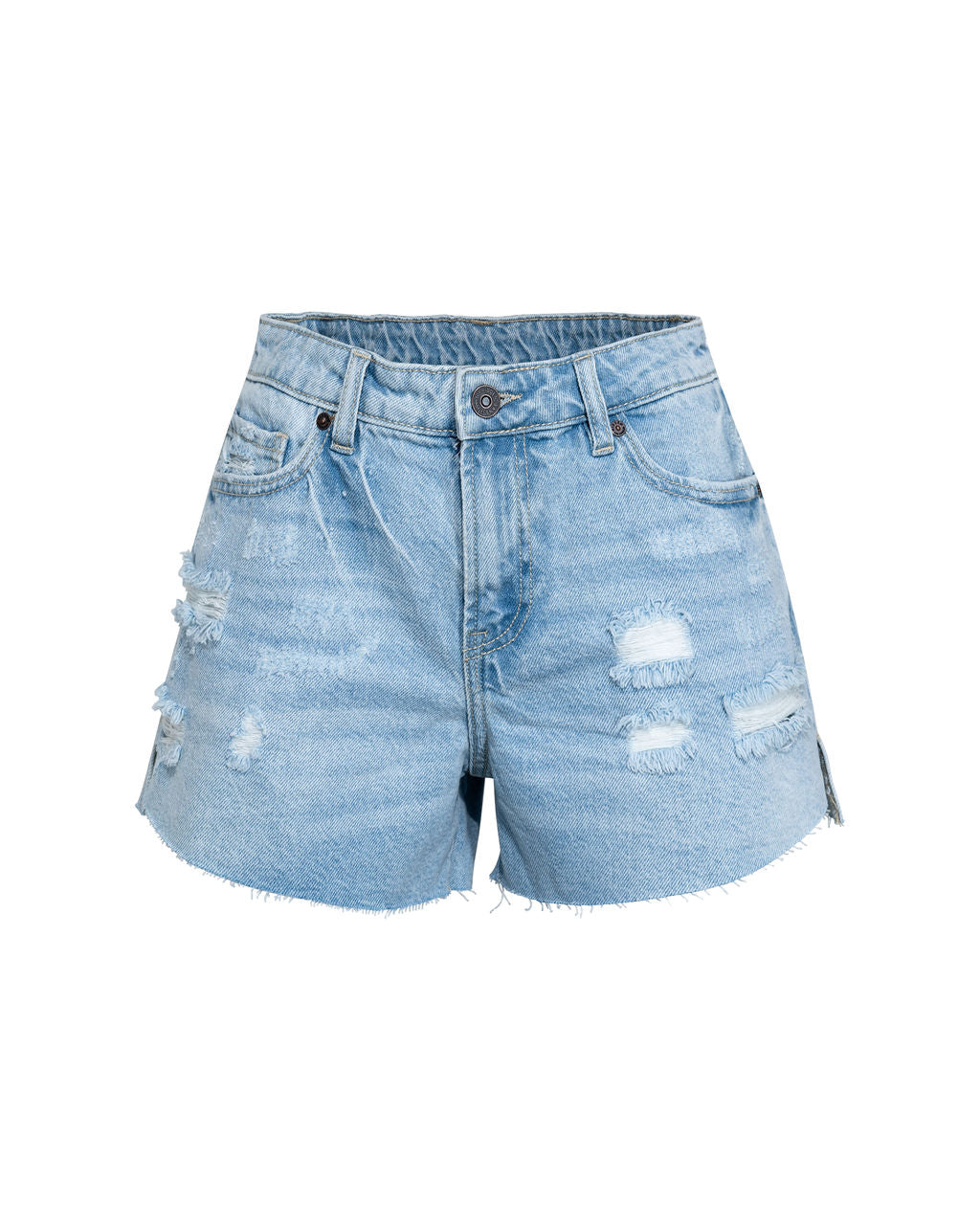 Shiva High Rise Distressed Denim Shorts
