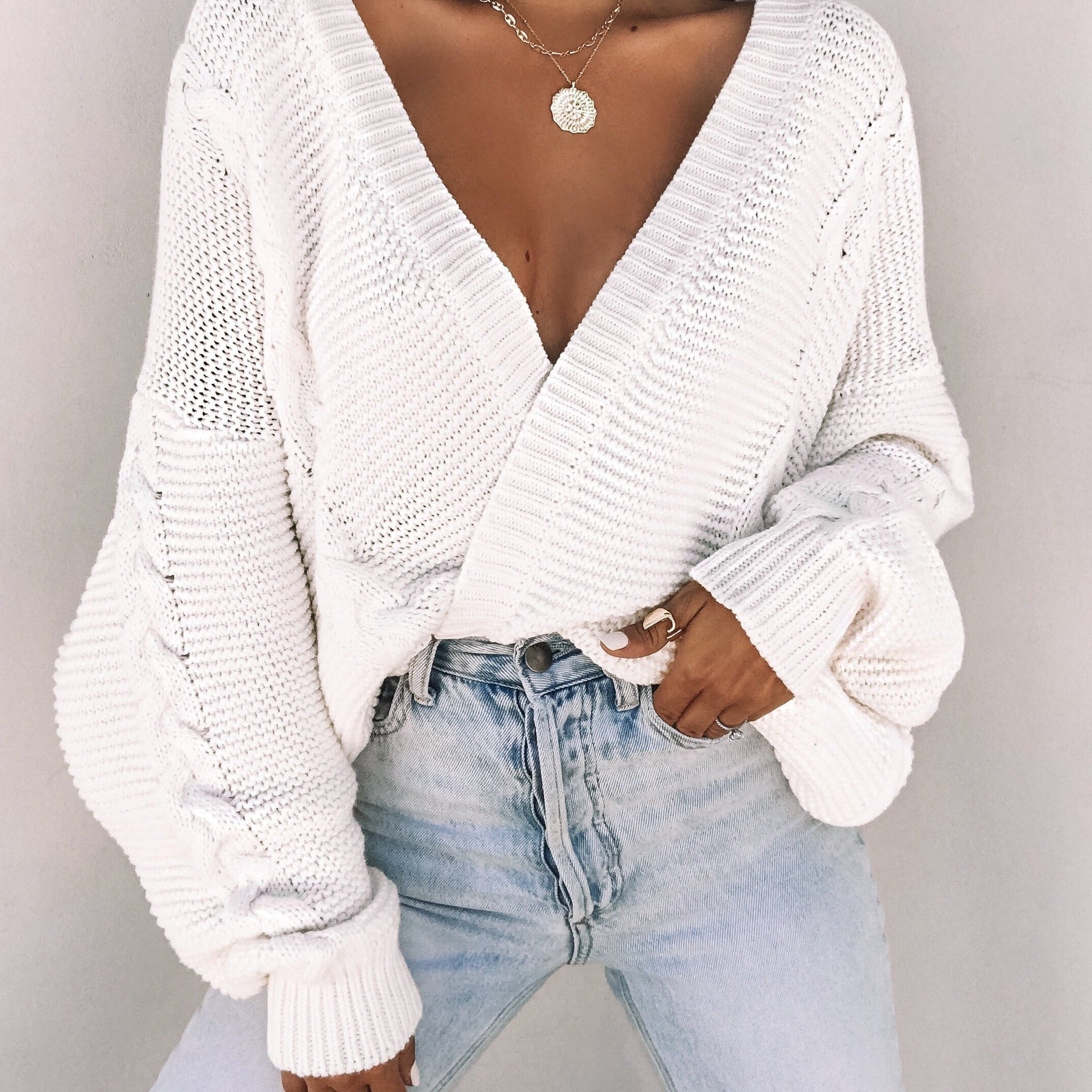 Paris Cotton Blend Pocketed Cardigan - Ivory