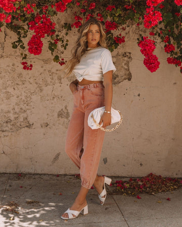 Mara Vintage Wash Denim Joggers - Powder Brick