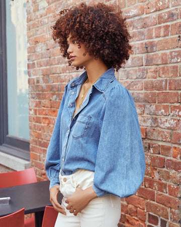 Murray Cotton Chambray Button Down Top