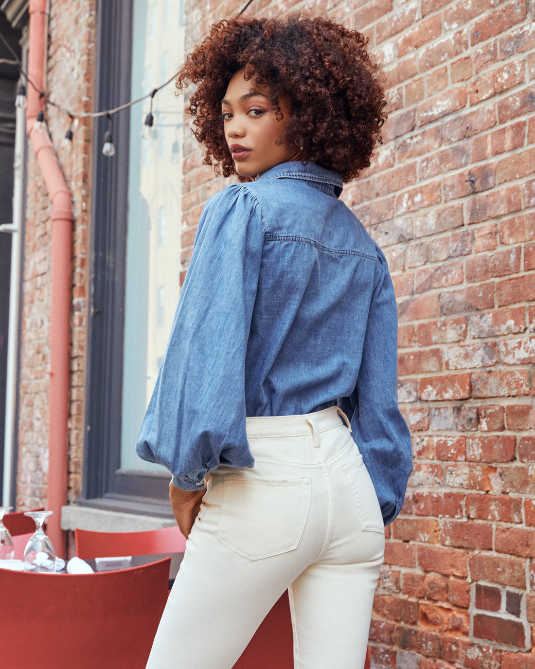 Murray Cotton Chambray Button Down Top