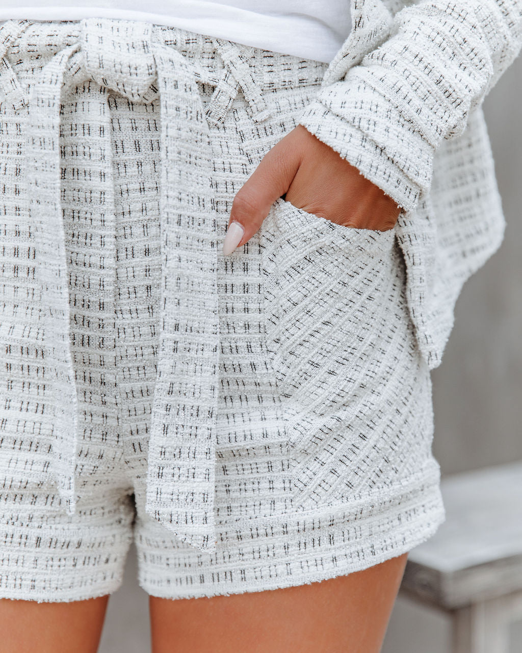 West Side Pocketed High Rise Tweed Shorts