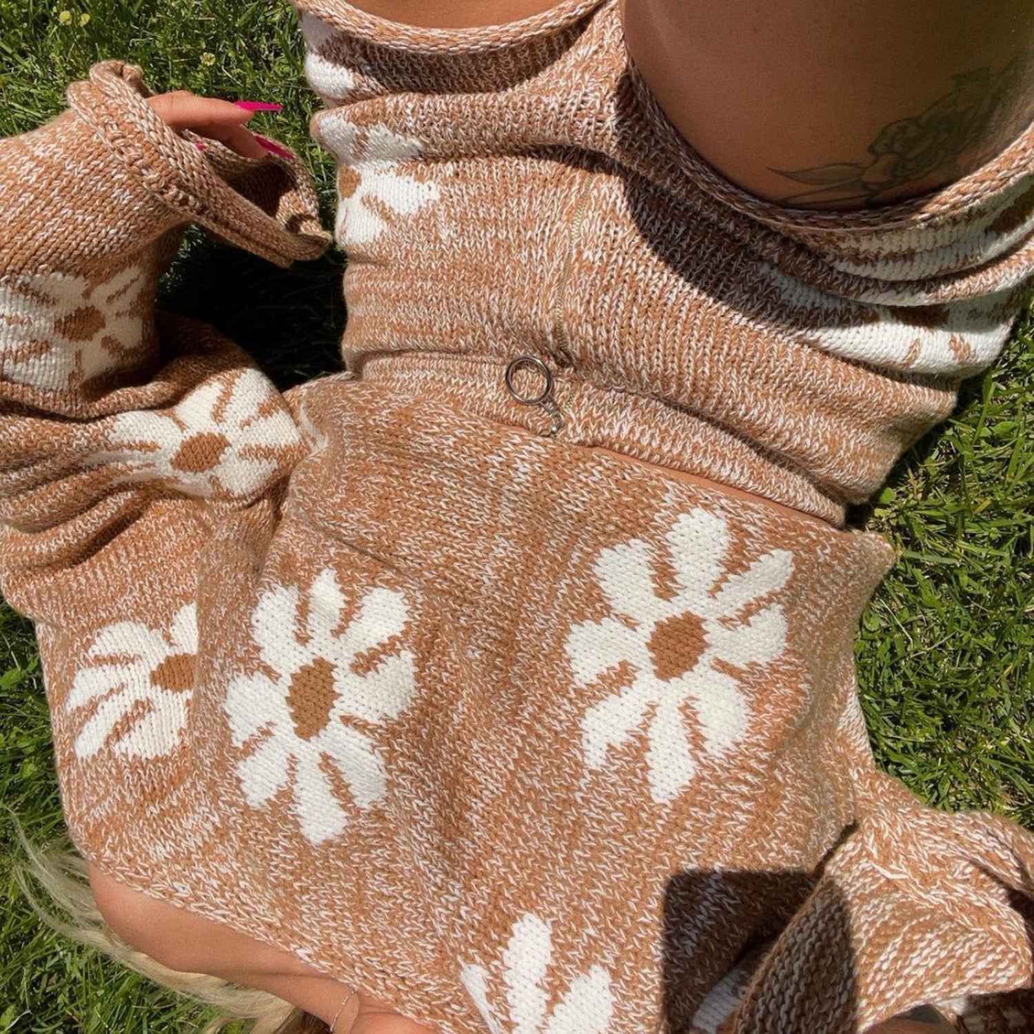 Full Floral High Rise Knit Shorts