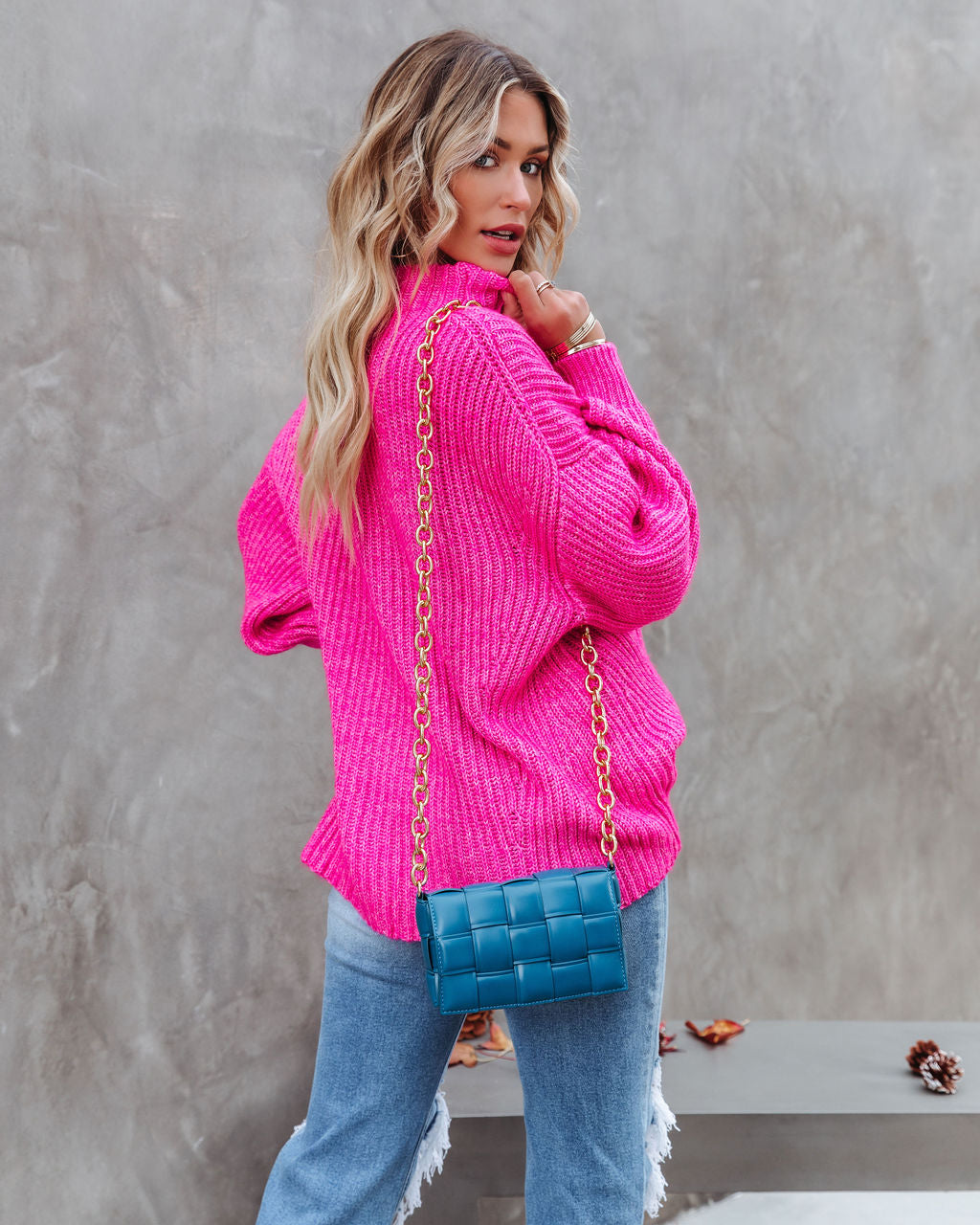 Fields Of Fall Cotton Blend Sweater - Pink