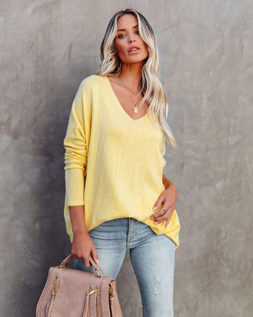 First To Know Cotton Blend Sweater - Yellow