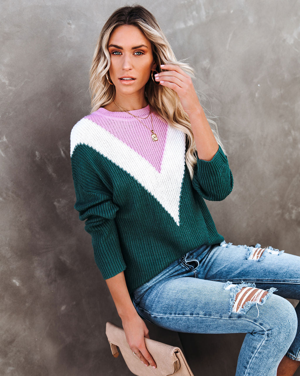 Flavor Of The Season Chevron Knit Sweater