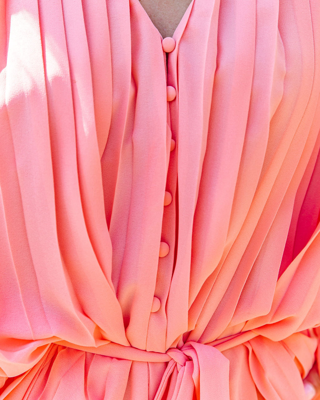 Found Love Pleated Romper - Coral
