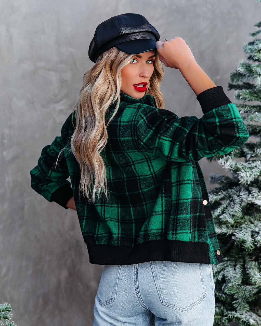 Francene Plaid Bomber Jacket - Green