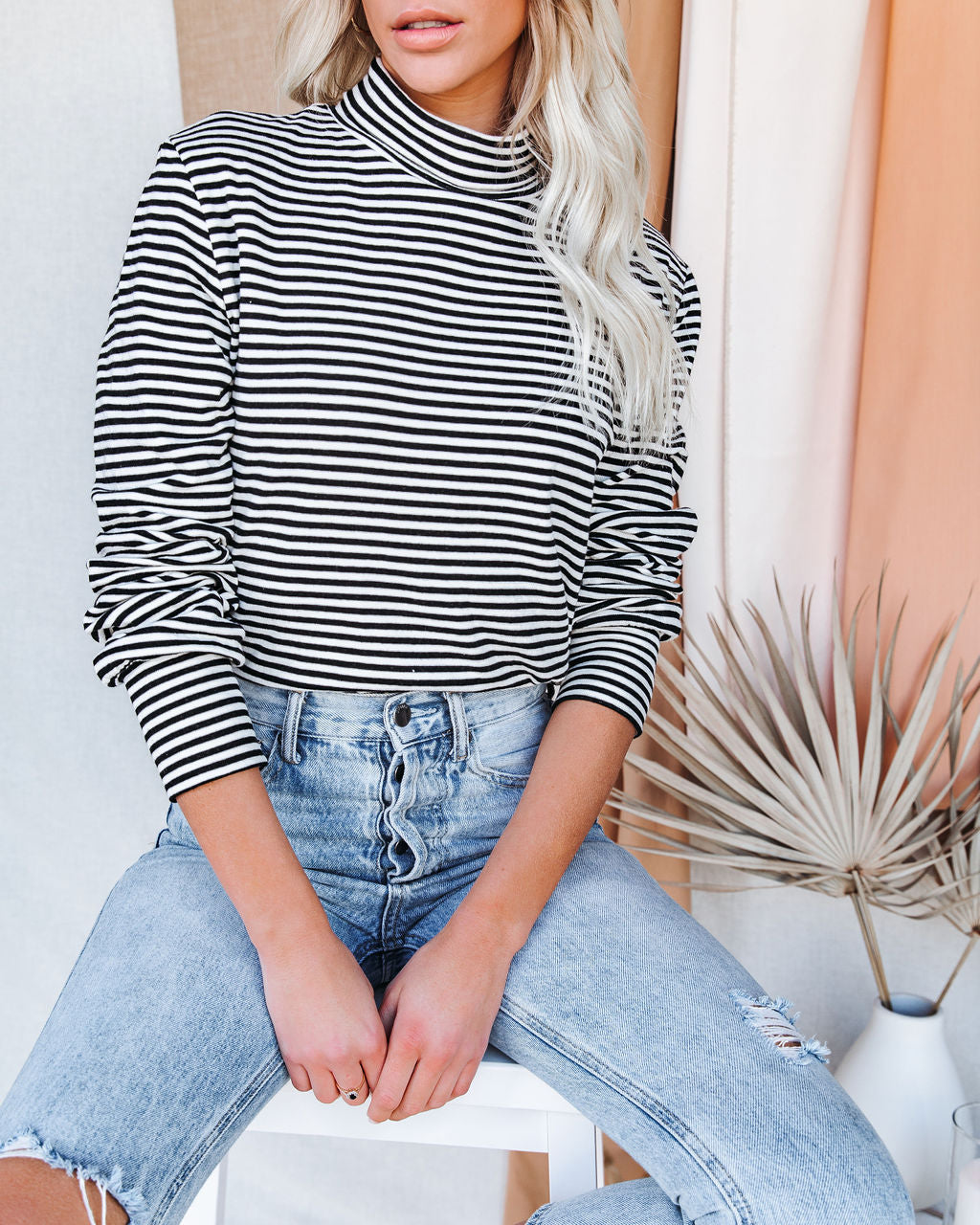 Franklin Cotton Striped Turtleneck Top