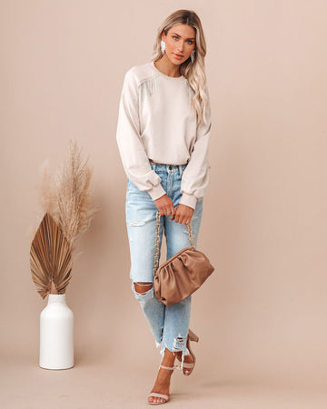 Franny Cotton Rhinestone Fringe Sweatshirt