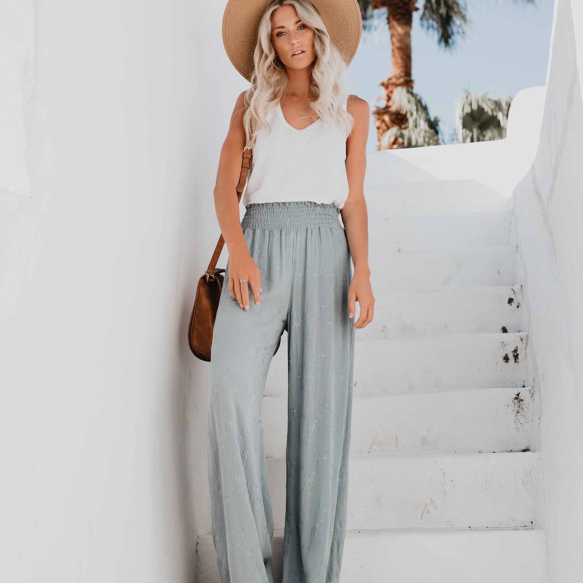 Fresh Air Smocked Embroidered Pants