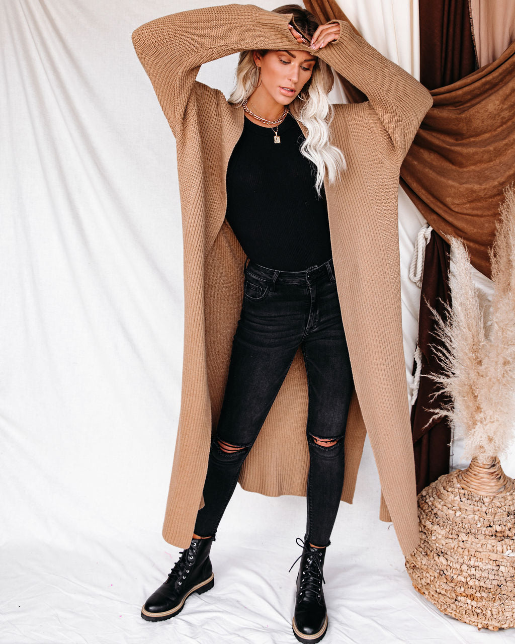 Gabi Knit Duster Cardigan - Camel