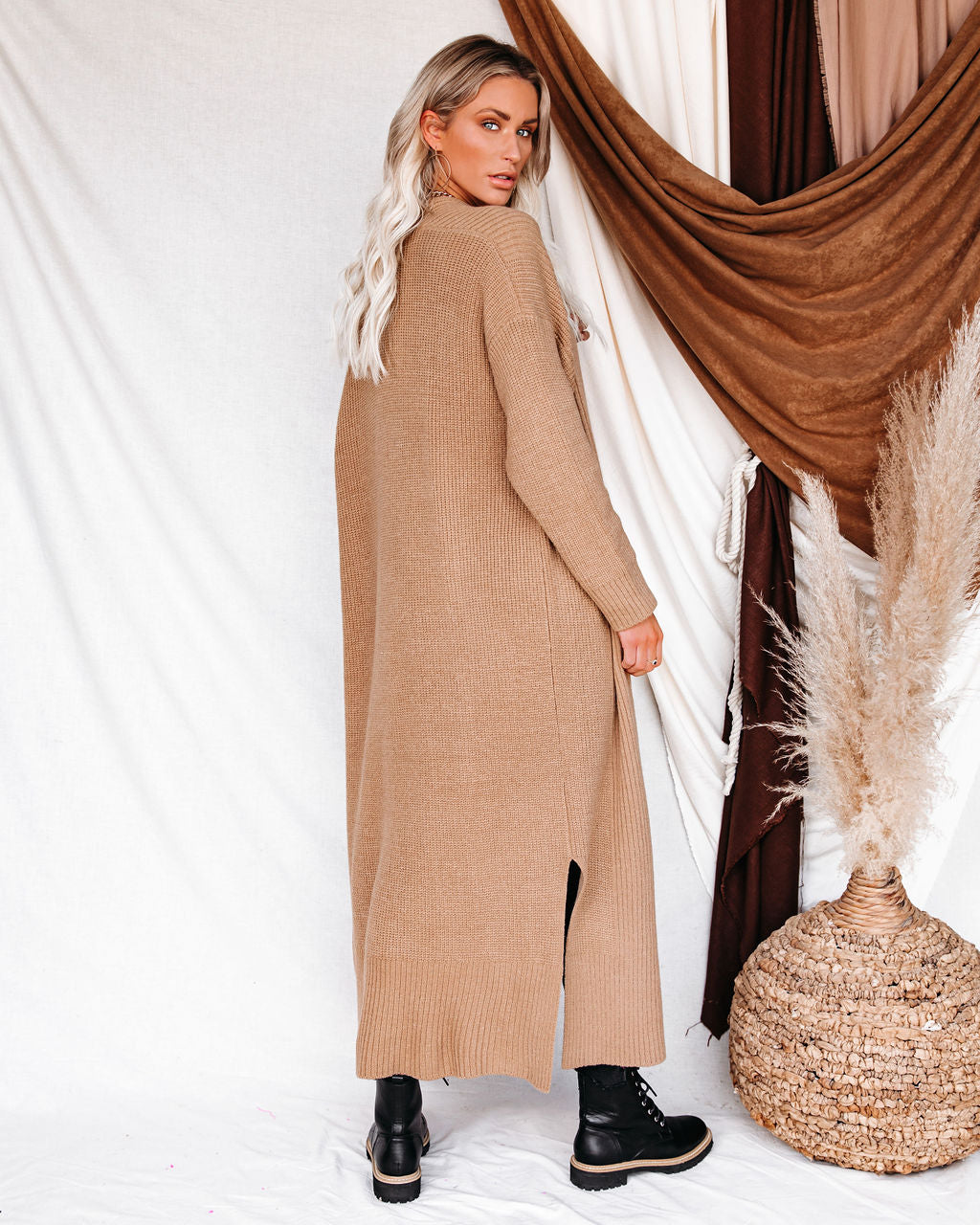 Gabi Knit Duster Cardigan - Camel