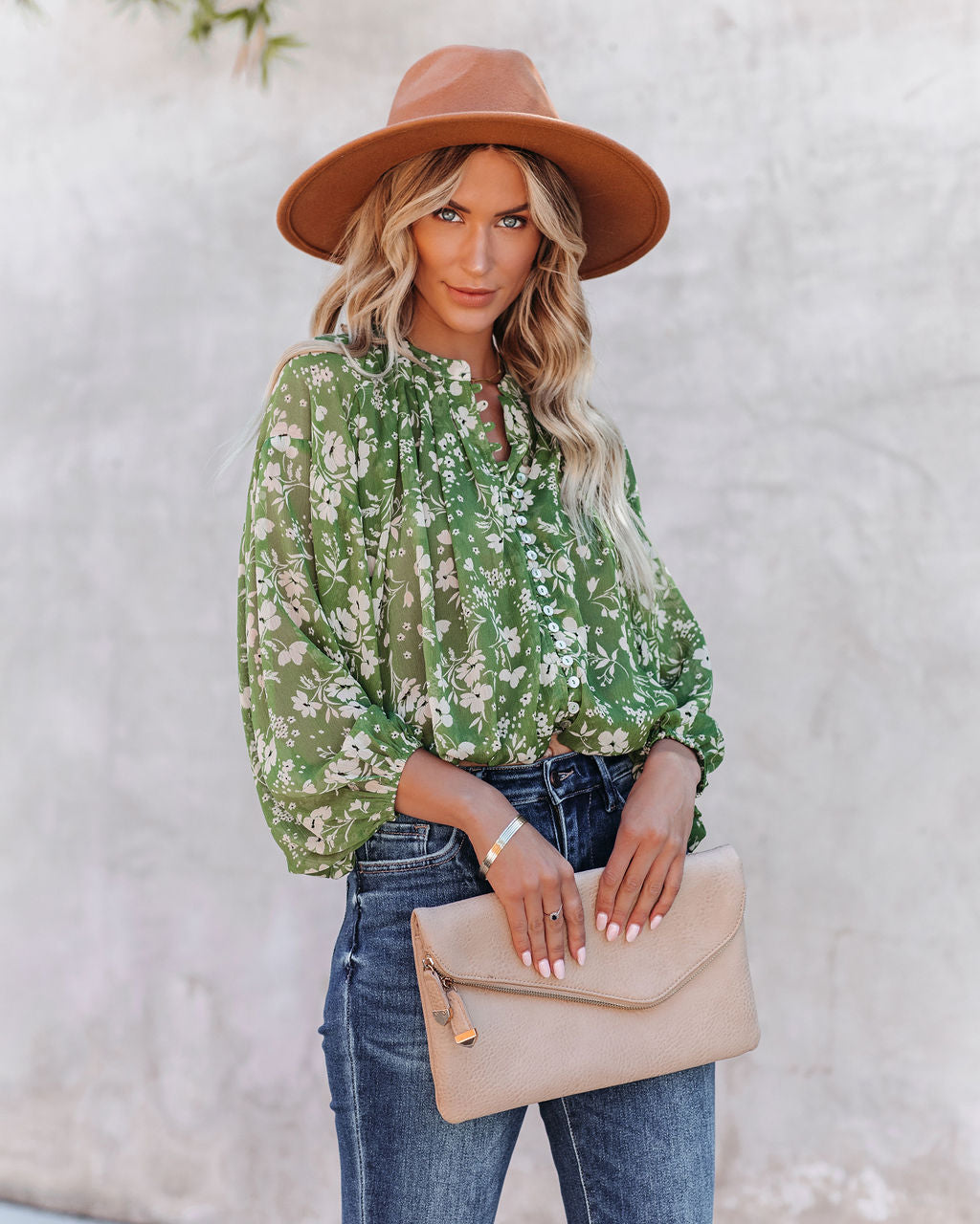 Garden Stroll Button Down Crop Blouse