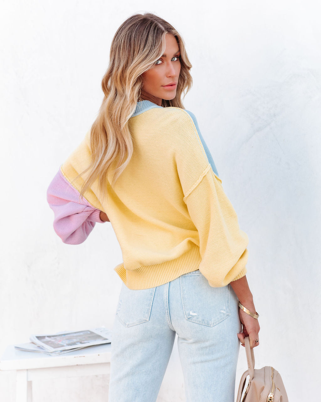 Generosity Cotton Colorblock Sweater - Blue Multi