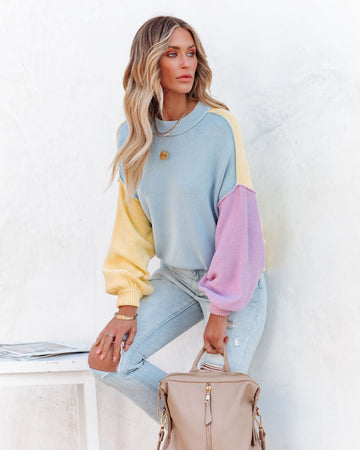 Generosity Cotton Colorblock Sweater - Blue Multi